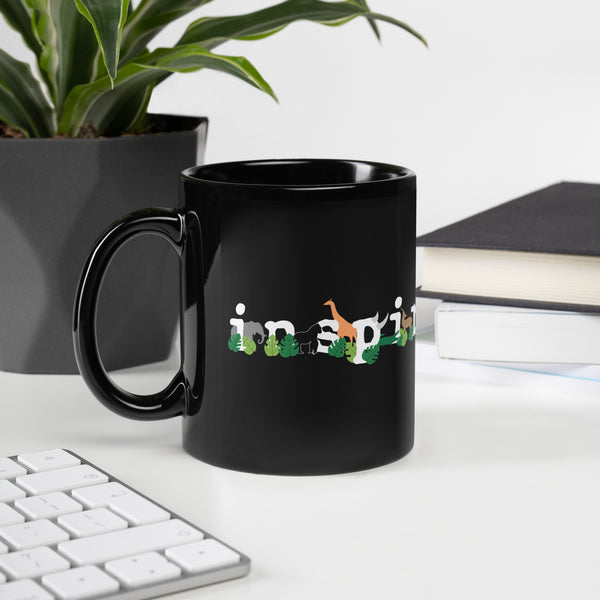 inspire Wildlife Theme Black Glossy Mug