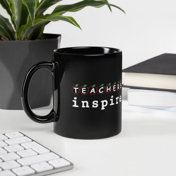 inspire Teachers Black Glossy Mug