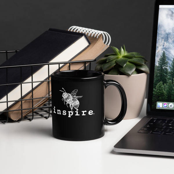 inspire Bee Black Glossy Mug