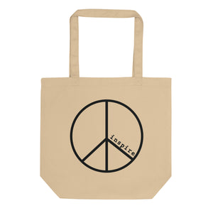 inspire Peace Sign Black Print Eco Tote Bag