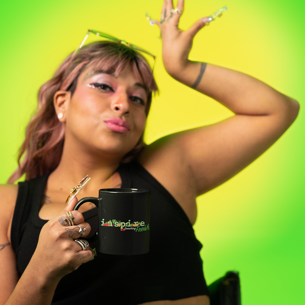 inspire Something Fresh Black Glossy Mug