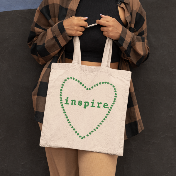 inspire Shamrock Heart Outline Eco Tote Bag