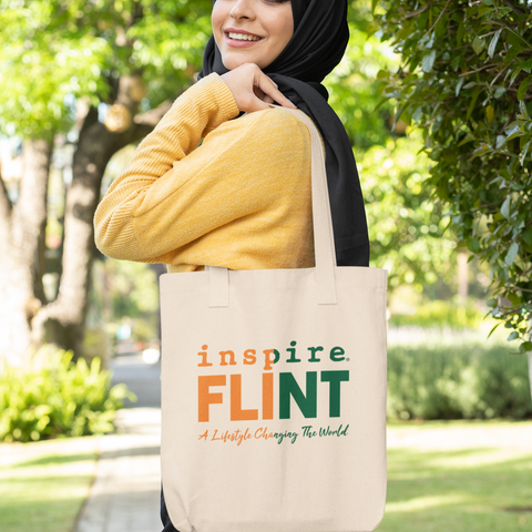 inspire Flint Green and Orange Eco Tote Bag