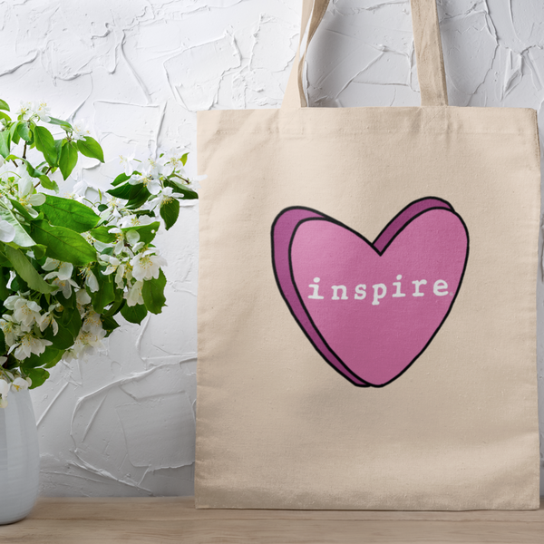 inspire Pink Heart Eco Tote Bag