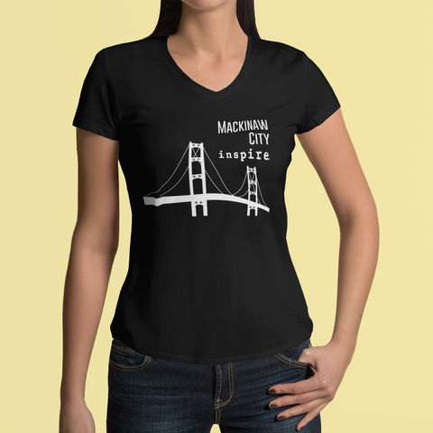 inspire Mackinaw City Women’s recycled v-neck t-shirt