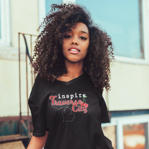 inspire Traverse City Women’s recycled v-neck t-shirt
