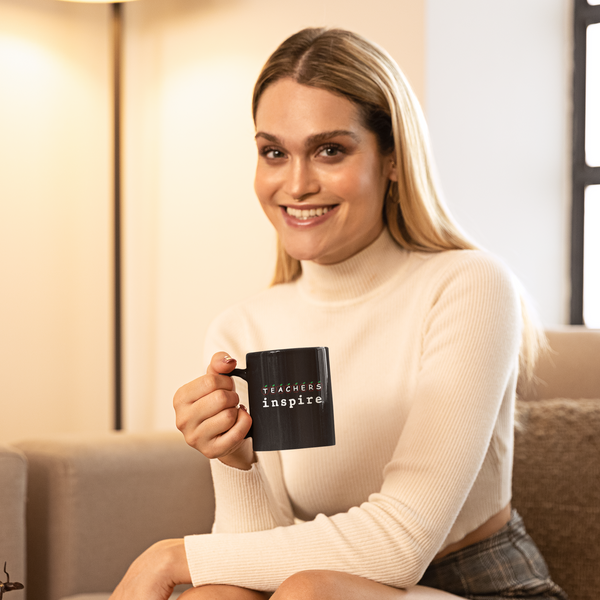 inspire Teachers Black Glossy Mug