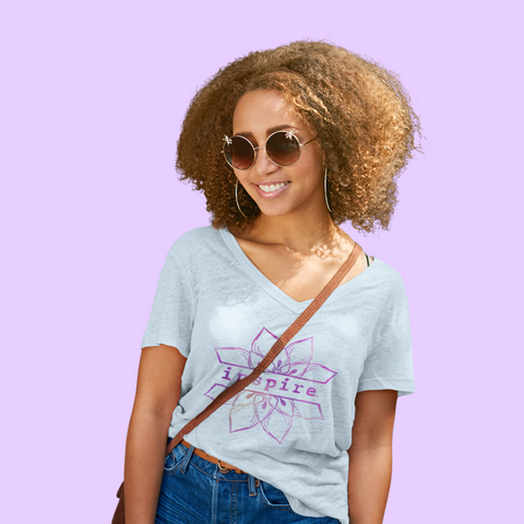 inspire Lotus Flower Women’s recycled v-neck t-shirt