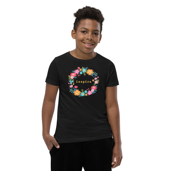 inspire Floral Wreath Youth Short Sleeve T-Shirt