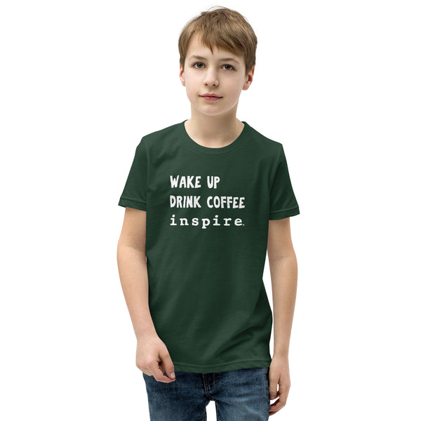 inspire But Coffee First Youth Short Sleeve T-Shirt