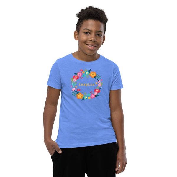 inspire Floral Wreath Youth Short Sleeve T-Shirt