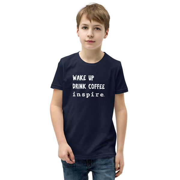 inspire But Coffee First Youth Short Sleeve T-Shirt