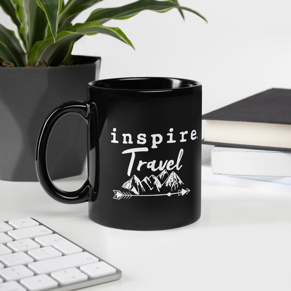 inspire Travel Black Glossy Mug