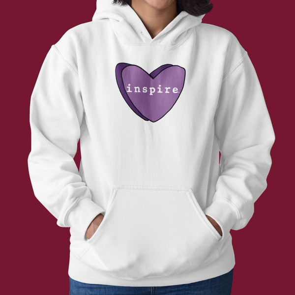 inspire Purple Candy Heart Unisex Hoodie
