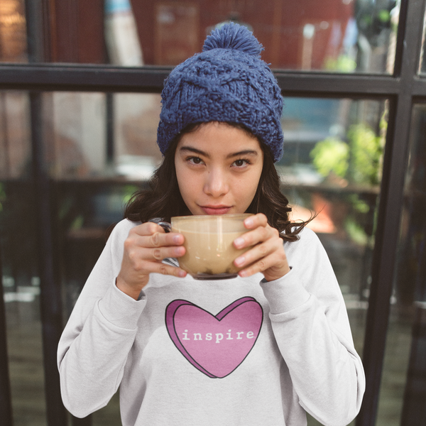 inspire Pink Candy Heart Unisex Crewneck