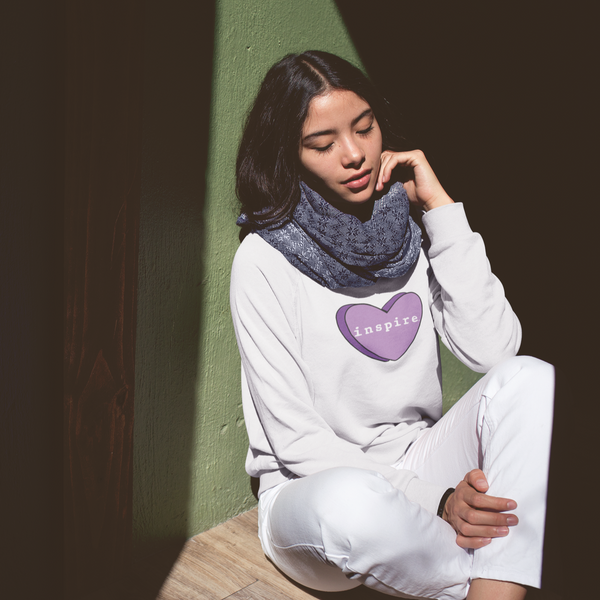 inspire Purple Candy Heart Unisex Crewneck