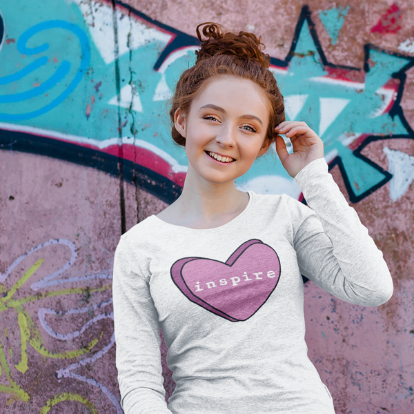 inspire Pink Candy Heart Unisex Long Sleeve Shirt