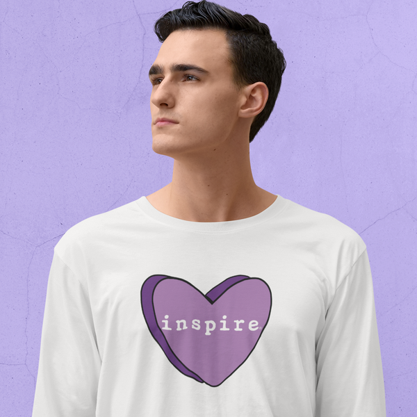 inspire Purple Candy Heart Unisex Long Sleeve Shirt