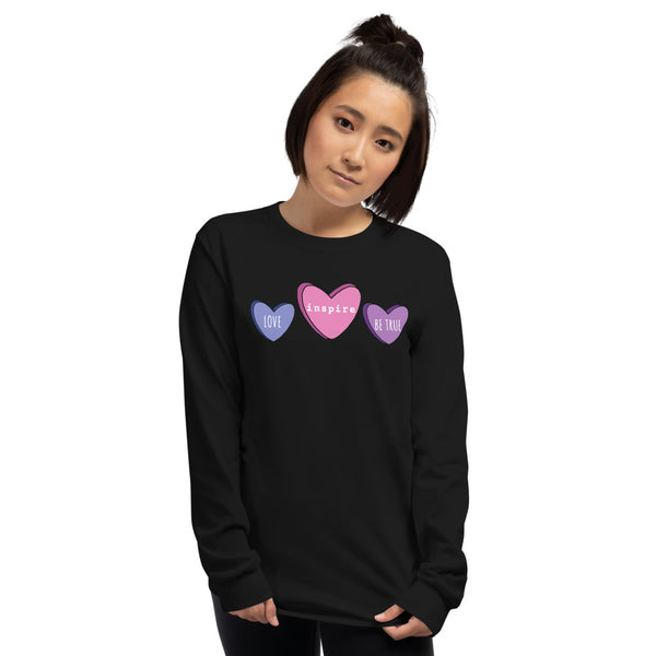 inspire Candy Hearts Unisex Long Sleeve Shirt