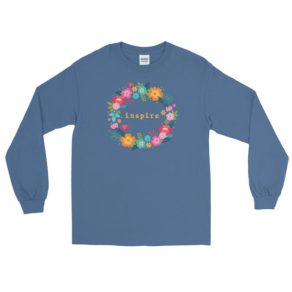 inspire Floral Wreath Unisex Long Sleeve Shirt
