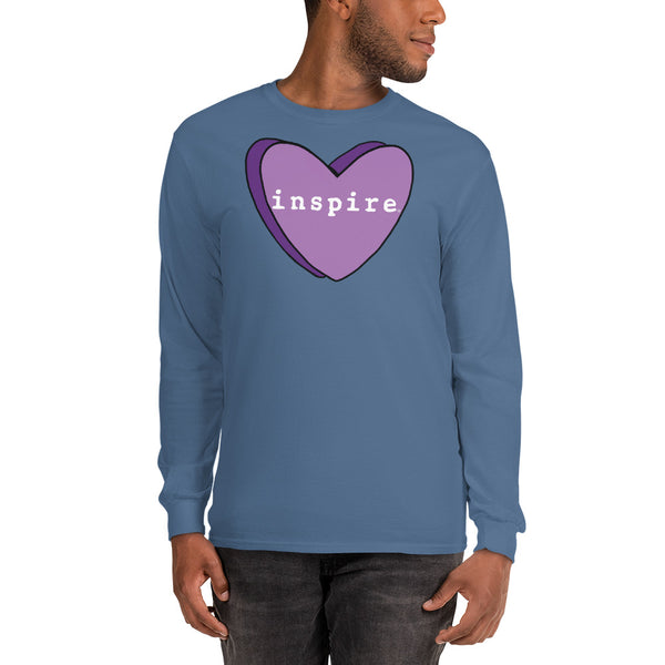 inspire Purple Candy Heart Unisex Long Sleeve Shirt