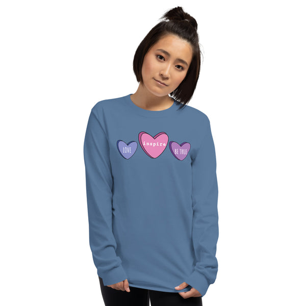 inspire Candy Hearts Unisex Long Sleeve Shirt