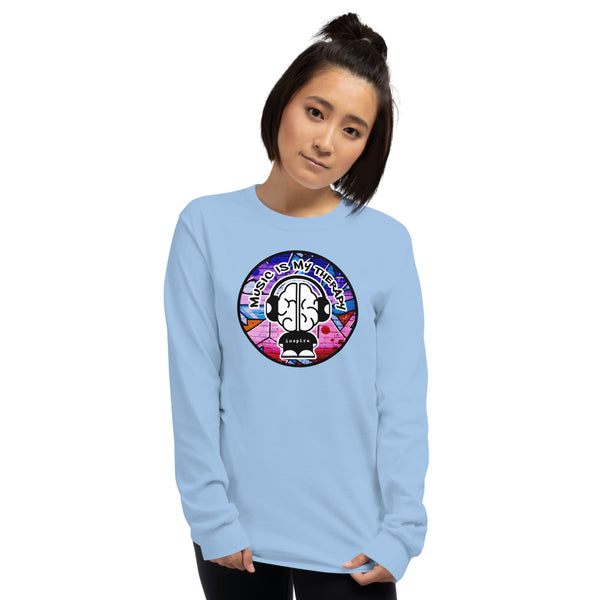 inspire Music Is My Therapy  Colored Unisex Long Sleeve Shirt