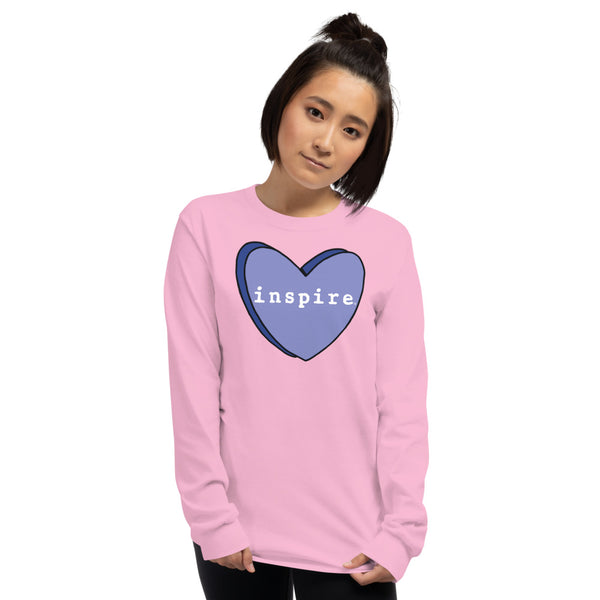 inspire Blue Candy Heart Unisex Long Sleeve Shirt