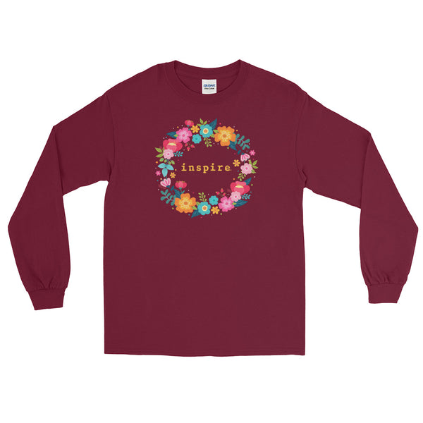 inspire Floral Wreath Unisex Long Sleeve Shirt