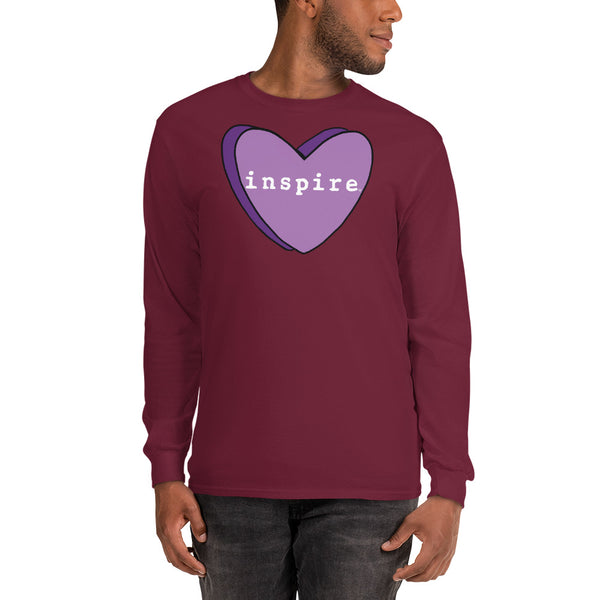 inspire Purple Candy Heart Unisex Long Sleeve Shirt