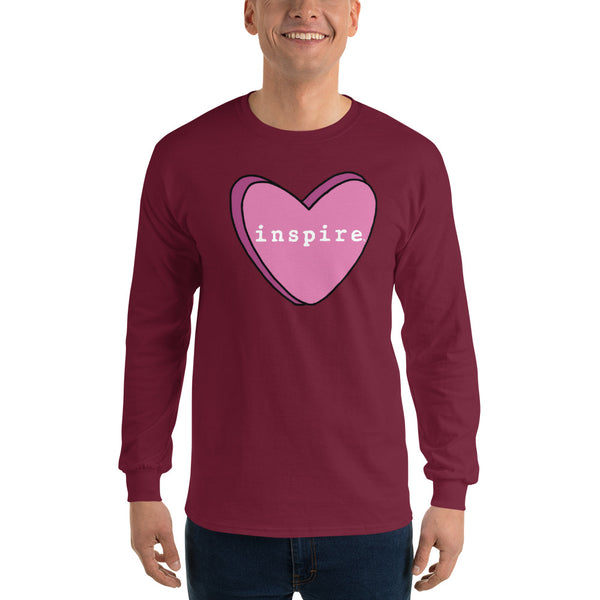 inspire Pink Candy Heart Unisex Long Sleeve Shirt