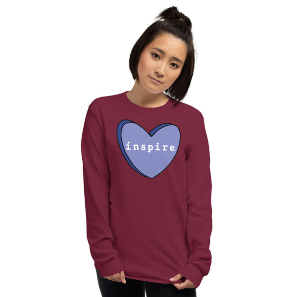 inspire Blue Candy Heart Unisex Long Sleeve Shirt
