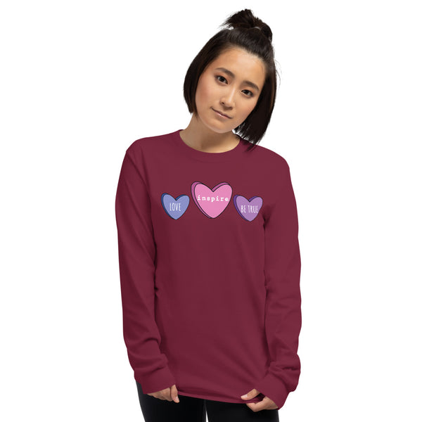 inspire Candy Hearts Unisex Long Sleeve Shirt