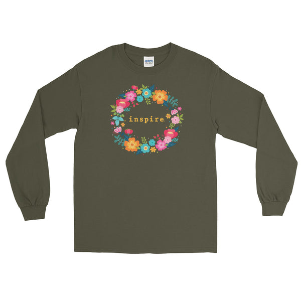 inspire Floral Wreath Unisex Long Sleeve Shirt