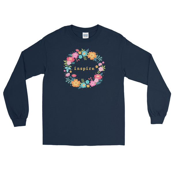 inspire Floral Wreath Unisex Long Sleeve Shirt