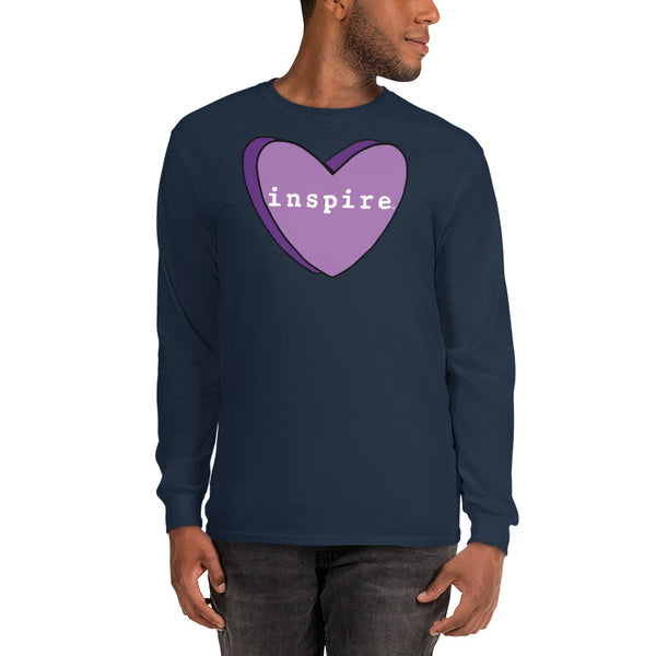inspire Purple Candy Heart Unisex Long Sleeve Shirt