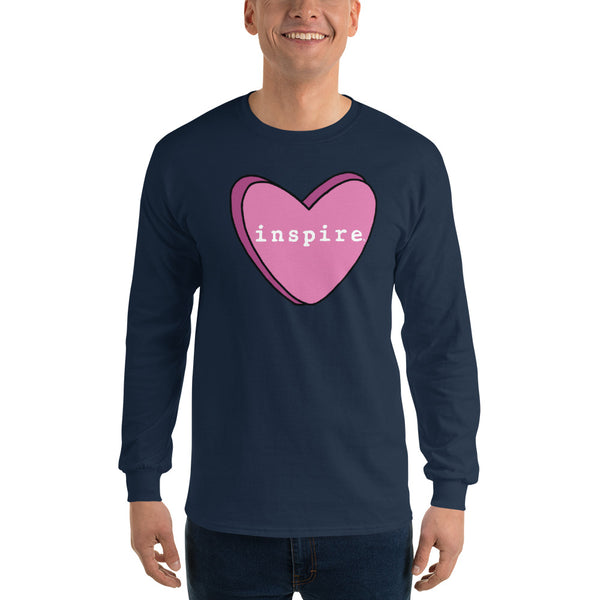 inspire Pink Candy Heart Unisex Long Sleeve Shirt