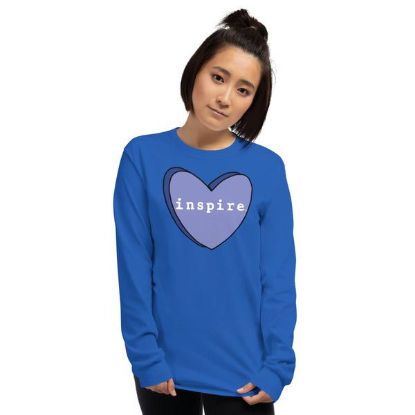 inspire Blue Candy Heart Unisex Long Sleeve Shirt