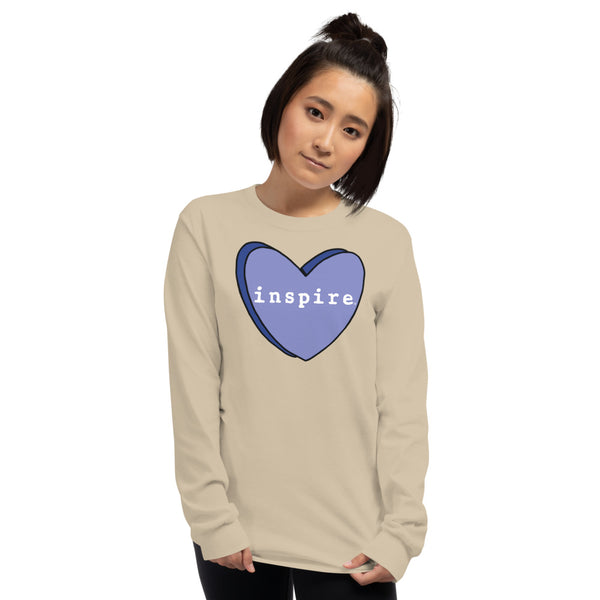 inspire Blue Candy Heart Unisex Long Sleeve Shirt