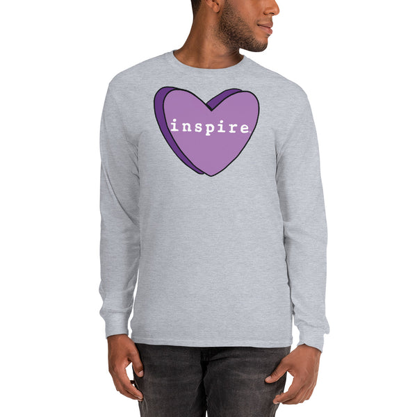 inspire Purple Candy Heart Unisex Long Sleeve Shirt