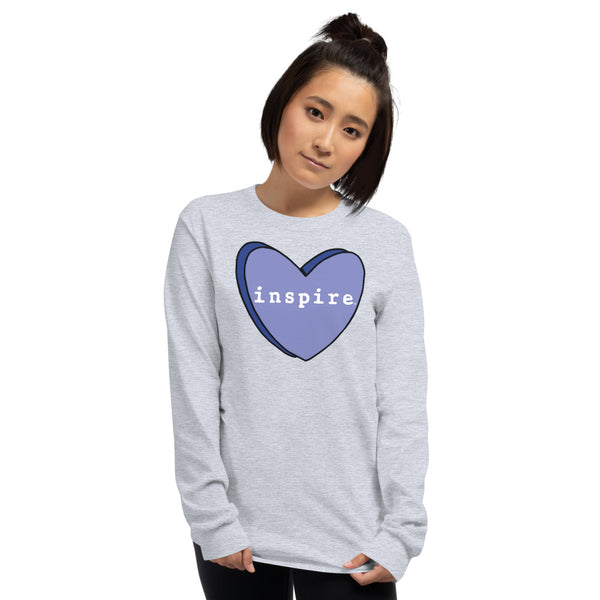 inspire Blue Candy Heart Unisex Long Sleeve Shirt