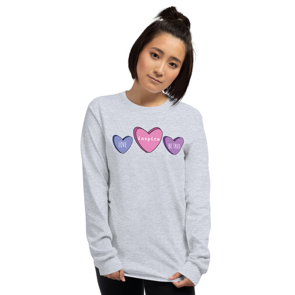 inspire Candy Hearts Unisex Long Sleeve Shirt