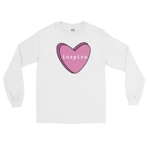 inspire Pink Candy Heart Unisex Long Sleeve Shirt