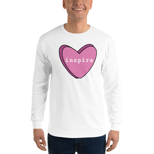 inspire Pink Candy Heart Unisex Long Sleeve Shirt