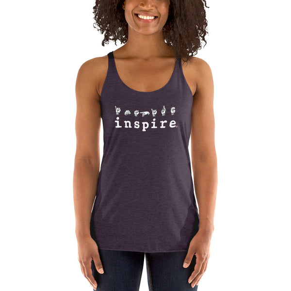 inspire ASL American Sign Language Women's Racerback Tank