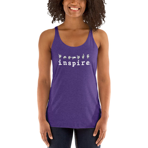 inspire ASL American Sign Language Women's Racerback Tank