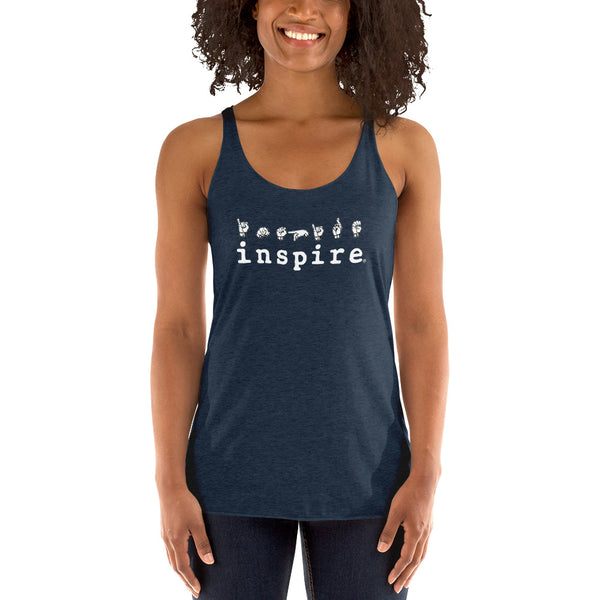 inspire ASL American Sign Language Women's Racerback Tank