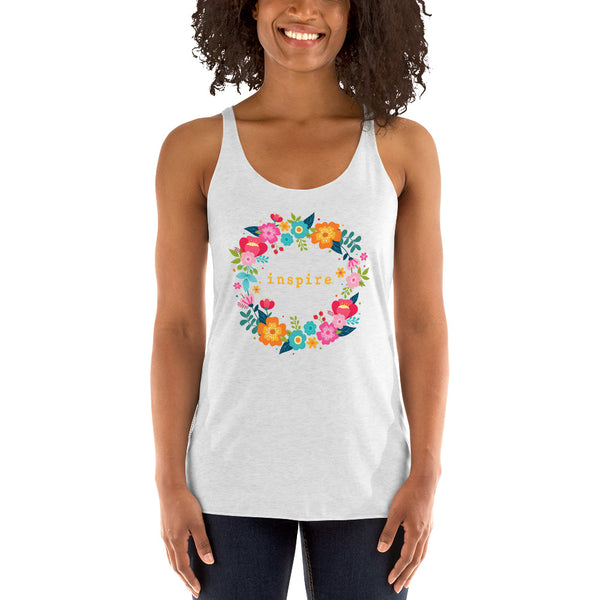 inspire Floral Wreath Women's Racerback Tank