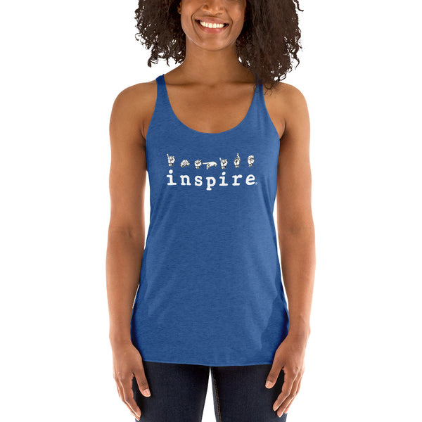inspire ASL American Sign Language Women's Racerback Tank