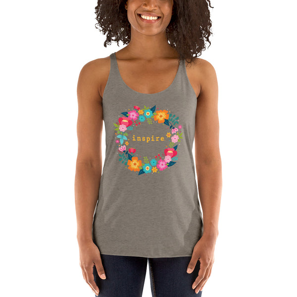 inspire Floral Wreath Women's Racerback Tank